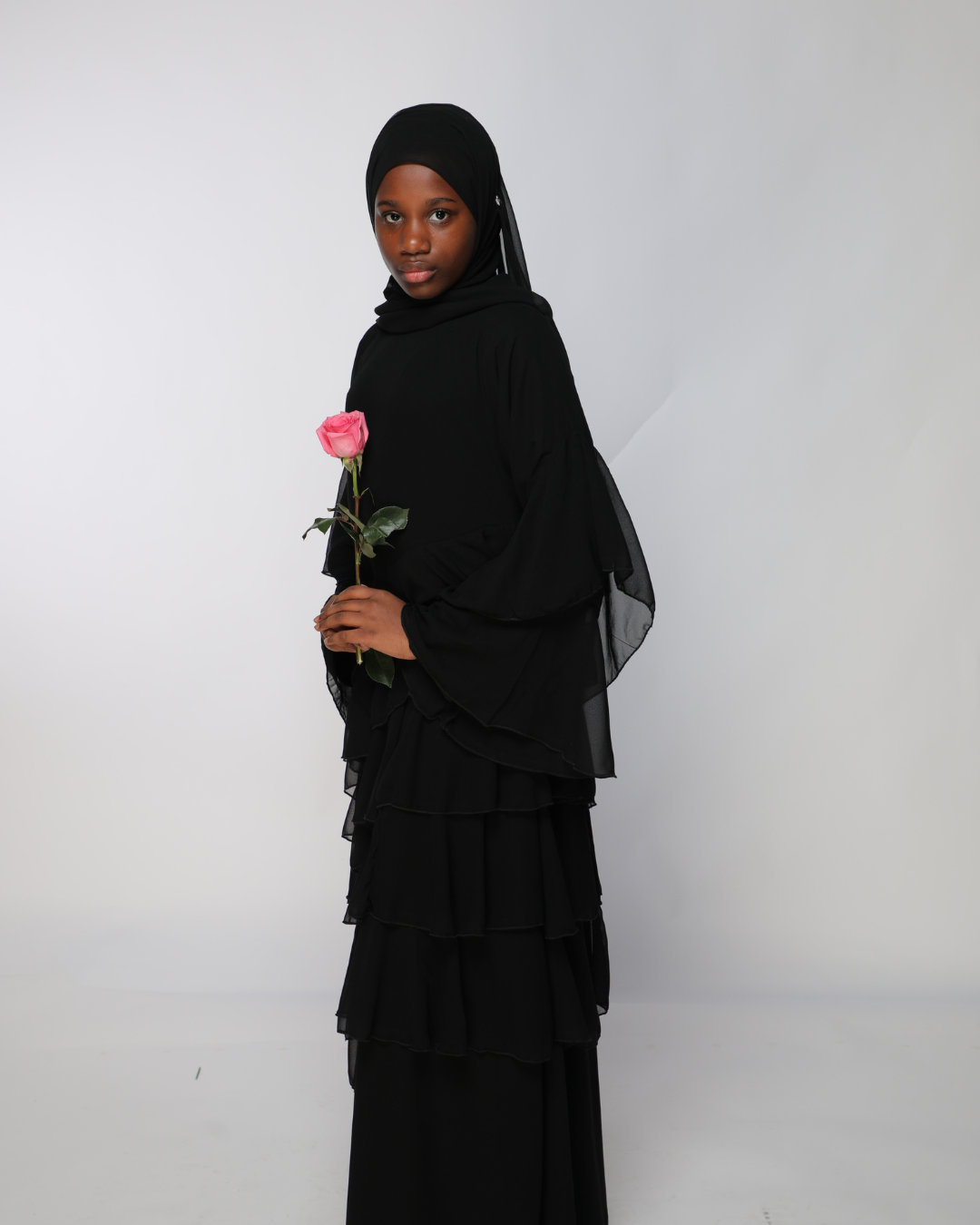 black maxi dress hijab Long Black Hijab Wedding Dress 761S